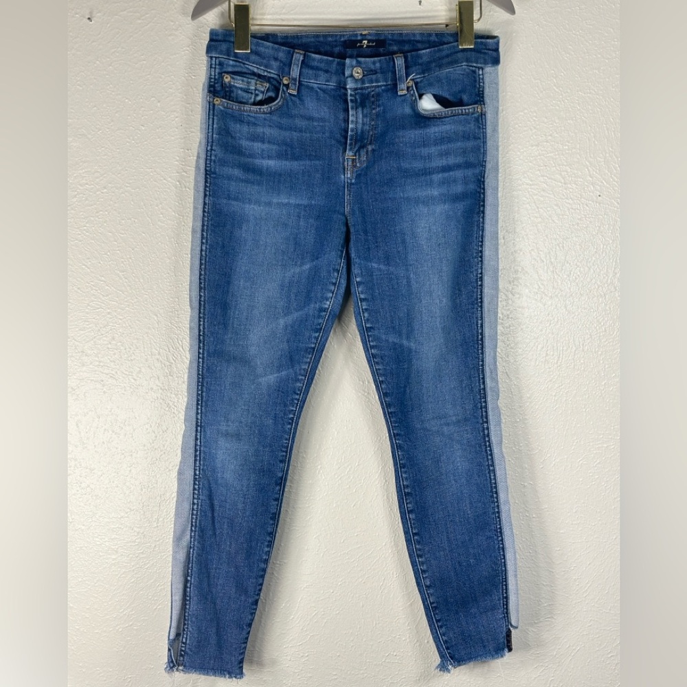 7 For‎ All Mankind Ankle Skinny with Reverse Step Side Panel in Mojave Dusk